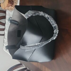 Black handbag with clutch